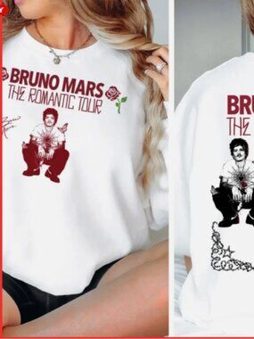 2026 Bruno Mars The Romantic Tour Shirt - White Double Sided Concert Tee